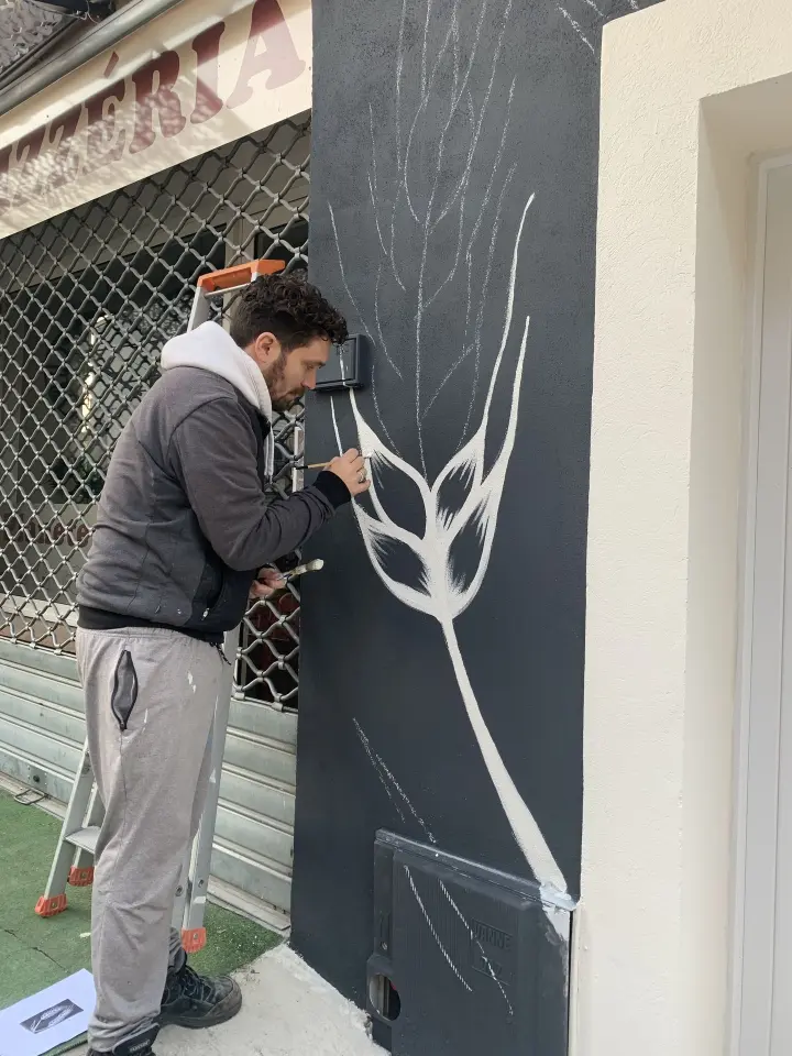 peinture des épis de blé en blanc sur le fond gris anthracite